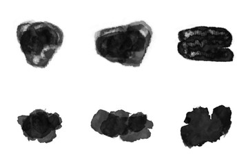 Wet ink geometric shape. Brush paint strokes. Texture brushes and modern grunge brush lines. Ink brush artistic design element for frame design. Isolated element.