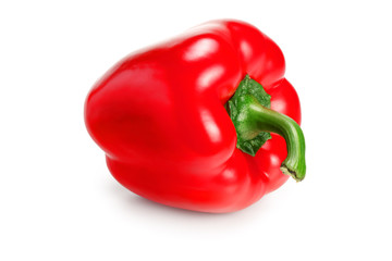 one red sweet bell pepper isolated on white background