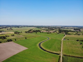 Fototapeta na wymiar aerial view of green fields