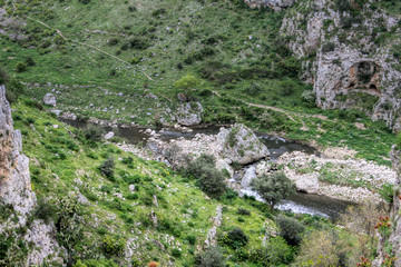 Overview of the ravine of Matera (Gravina of Matera), Basilicata, Italy