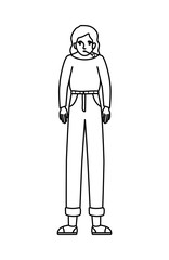 Avatar woman with fever and thermometer vector design