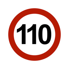 Speed limit traffic sign for 110 km/h