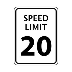 Sign for 20 miles per hour speed limit