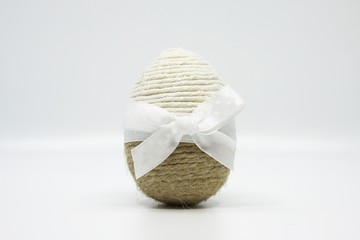 Beautiful handmade Easter eggs. Made of jute string and decorative ribbon