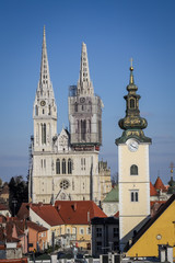 Fototapeta premium Zagreb hit by the earthquake damaged cathedral