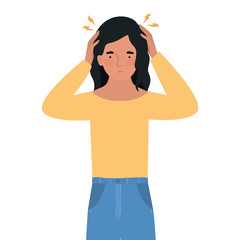 Avatar woman with headache vector design