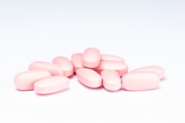 Obraz na płótnie Canvas Medicine pill on white, medical tablet prescription, background.