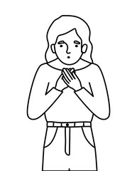 Avatar woman feeling sick dizzy and with nauseous vector design