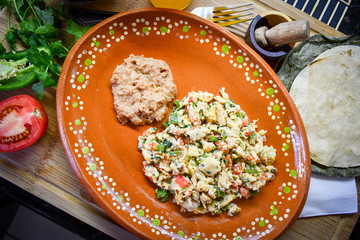 Traditional Mexican style scrambled egg made with onion, jalapeno and tomato.