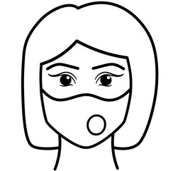 Graphic woman with medical mask. Infection prevention concept.