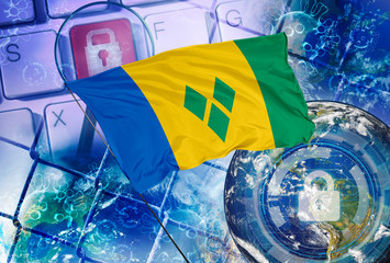 Concept of Saint Vincent and the Grenadines national lockdown due to coronavirus crisis covid-19...