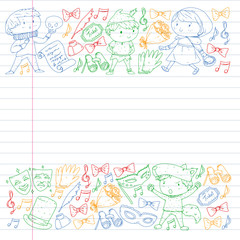 Illustration of a Children's Performing on Stage. Theatre with kids