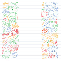 Illustration of a Children's Performing on Stage. Theatre with kids