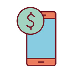 Isolated smartphone with dollar symbol line and fill style icon vector design