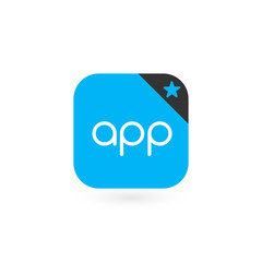 Blue app icon button template with shadow for internet sites, web user interfaces ui and applications apps . Vector illustration. Flat design.