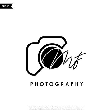 Initial Letter MF with camera. Logo photography simple luxury vector.
