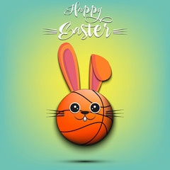 Happy Easter. Basketball ball made in the form of a rabbit