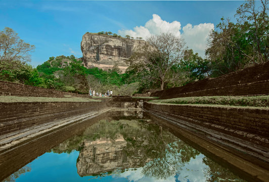 Sigiriya Rock Fortress In Sigiriya, Sri Lanka. Sigiriya Has Been Listed As A World Heritage Site In Sri Lanka (With Computer Color Effects) 