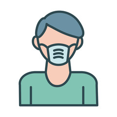 man using face mask accessory fill style