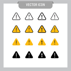 Alert icons. Exclamation sign in triangle, alarm message.