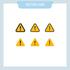 Alert icons. Exclamation sign in triangle, alarm message.