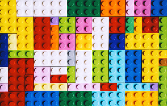 Background with colored toy bricks