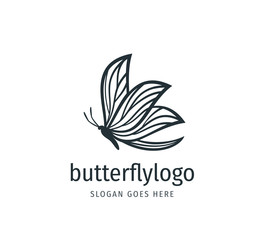 beautiful butterfly vector logo design with majestic detail feature on the wings in side view