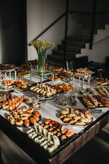 Delicious food served at the party table