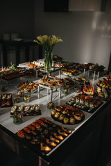 Delicious food served at the party table