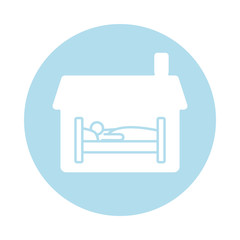 house with person sleeping in bed block silhouette style icon