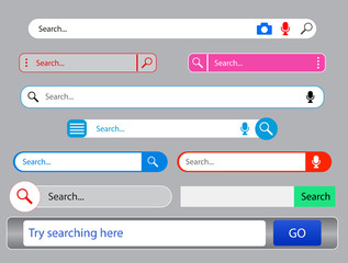 Fototapeta na wymiar set of search bar or search boxes ui interface for website. easy to modify