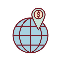 Isolated global sphere with dollar mark line and fill style icon vector design