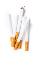 cigarette around cigarette liners on a white background. isolate. close up