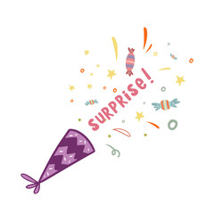 Confetti. Vector color sketch with confetti. Figure festive fireworks. Confetti with a surprise. Flat style illustration