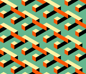 Abstract isometric geometric shape seamless pattern background modern art style