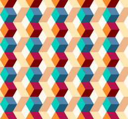 Abstract isometric geometric shape seamless pattern background modern art style