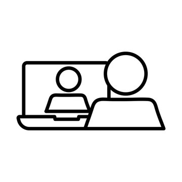 Person Using Laptop Line Style Icon