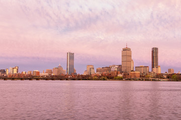 Fototapeta premium A Epici Pink Sunset in Boston City