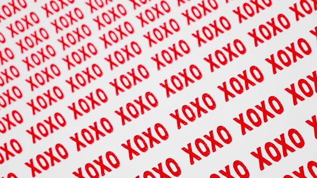 XOXO (hugs and kisses) romantic looping background. Love text kinetic typography