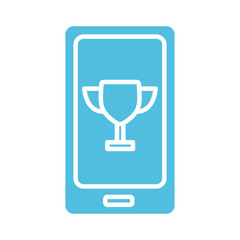 smartphone with trophy cup silhouette style icon