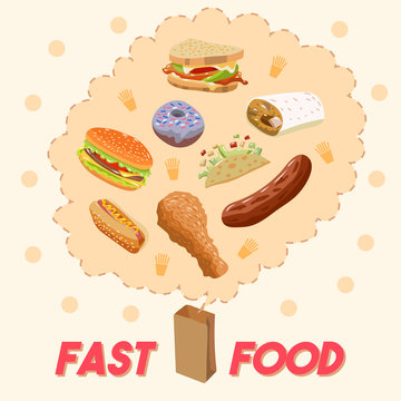 Fast food vector set collection graphic