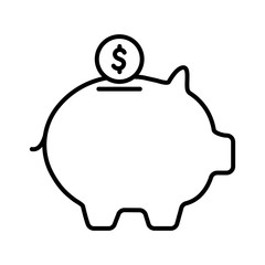 Isolated money piggy with coin line style icon vector design