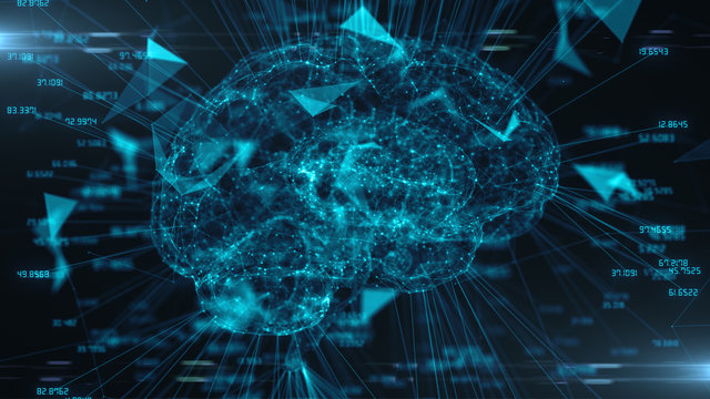 AI Artificial intelligence digital brain bid data deep learning computer machine - illustration render