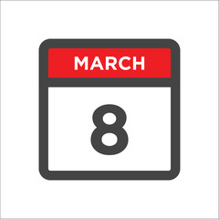March 8 calendar icon with day of month