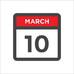 Obraz premium March 10 calendar icon with day of month