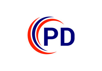 PD Logo Featuring Initials Surrounded by Circular Red Lines Creating a Sense of Momentum