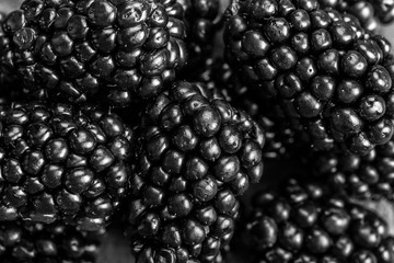 Fresh blackberries background, top view.