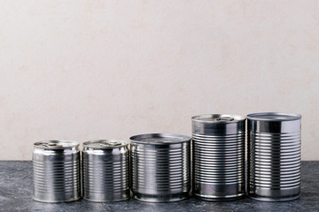 Canned food in metal cans