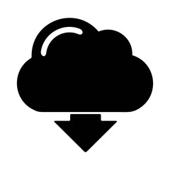 Cloud download icon. Download icon, digital cloud, music, video upload, media application, phone, computer concept.