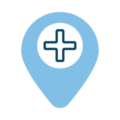 medical cross symbol in pin location half line style